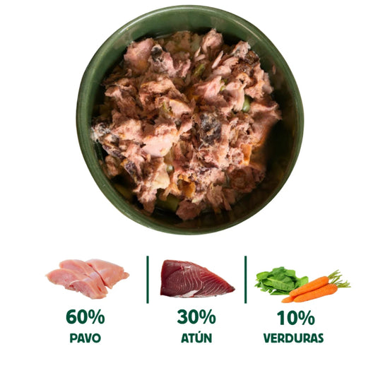 Lata Filosofía Barf de Atun y pavo para Perros 400gr Wild Balance