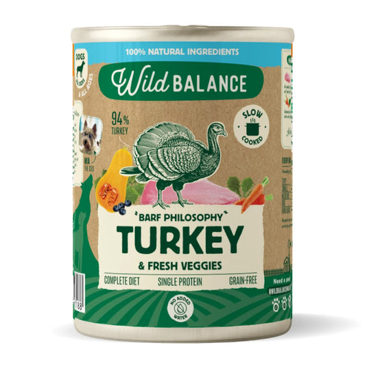 Lata Filosofía Barf de Pavo para Perros 400gr Wild Balance