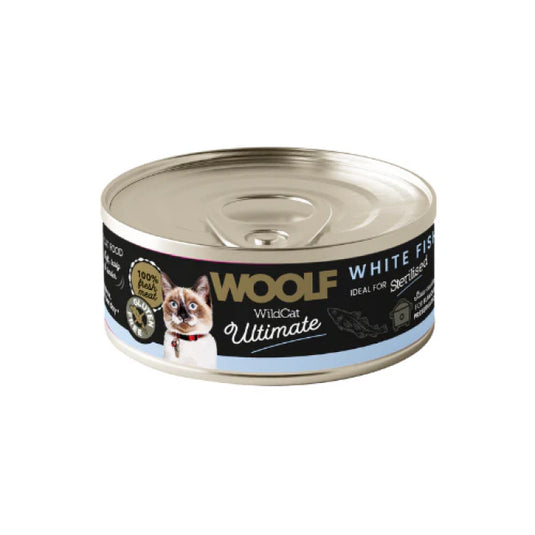 Lata Woolf Ultimate Gato Sterilized Pescado blanco 85 gr