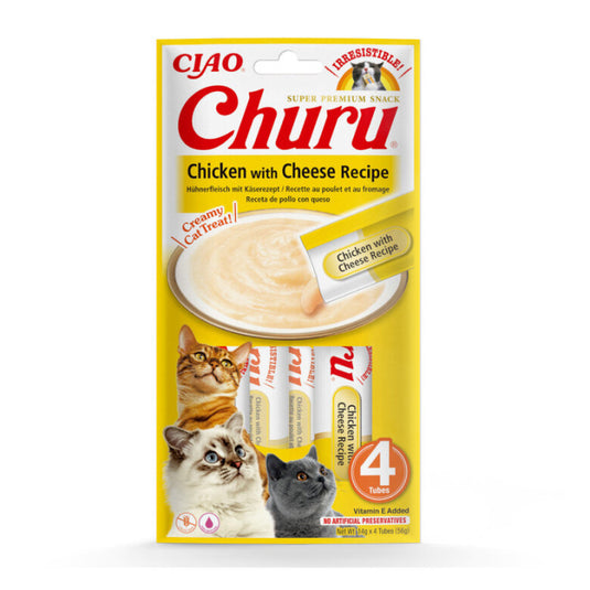 Churu Snack Cremoso de Pollo y Queso para gatos 14gx4 ud