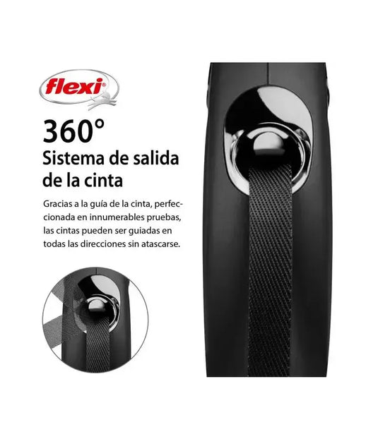 correa flexi clasica 5 metros negra sistema