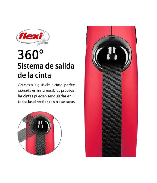 correa flexi clasica 5 metros roja sistema