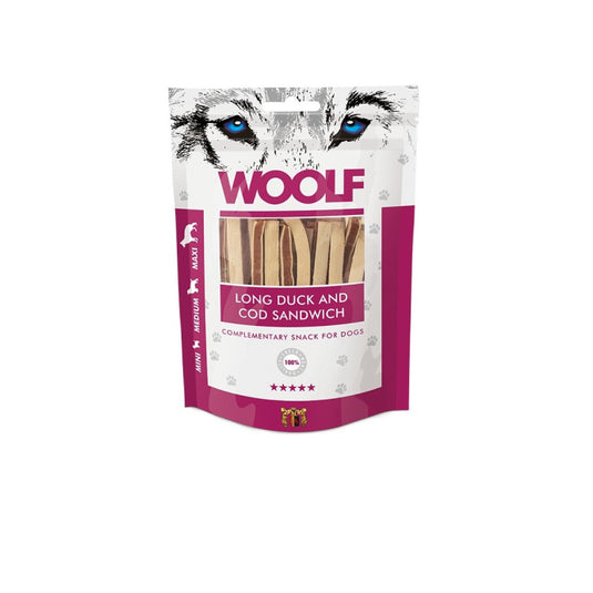 Woolf soft duck and cod sandwich long 100gr